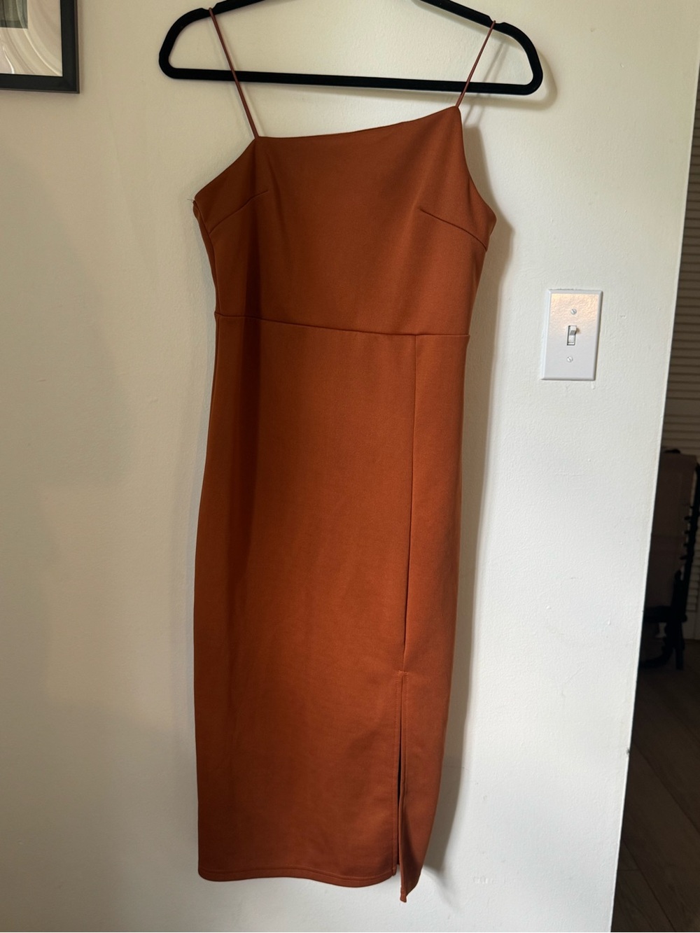 Sleeveless Rust Midi Dress with Side Slit